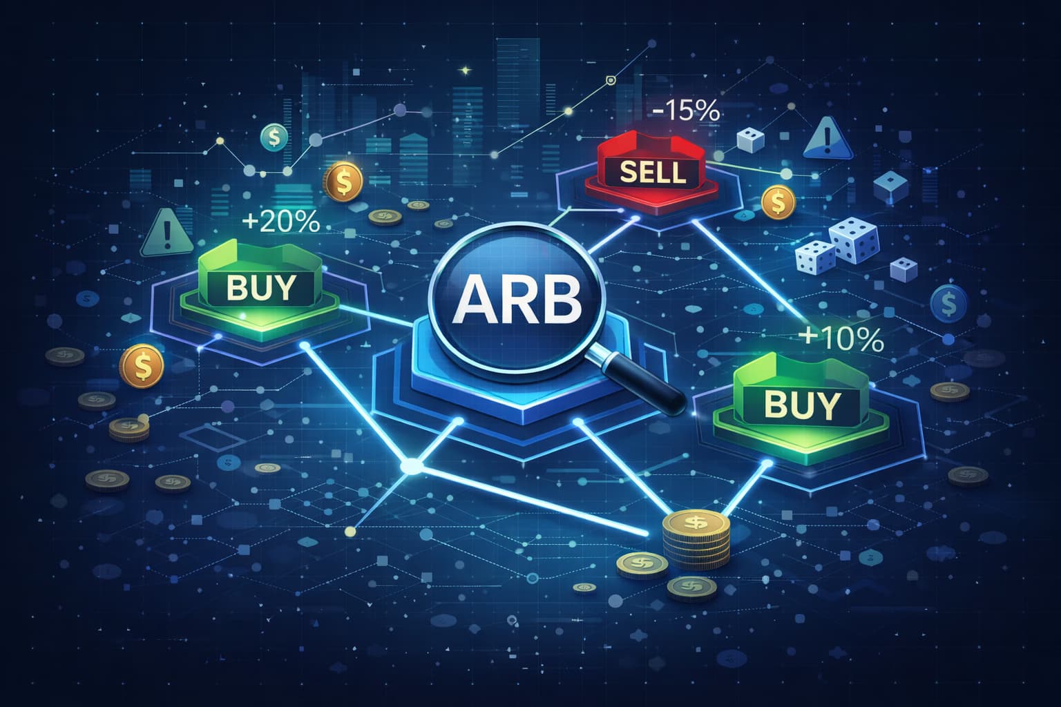 تصور للمراجحة مع نقاط شراء وبيع مرتبطة بشبكة أسعار